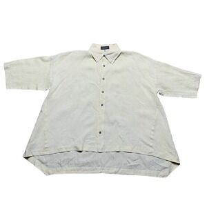 NWOT Eskandar Wide A Line Collared Yellow Linen Shirt Short Sleeve Womens Size 0